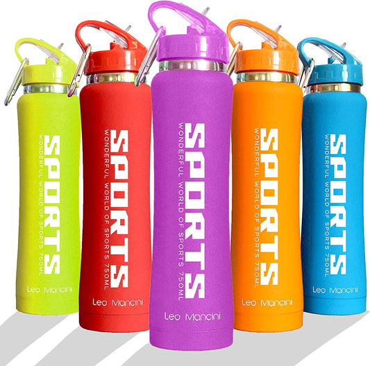 Sports Water Bottle with Straw - Botellas Para Agua - 25 Oz Stainless Steel Insulated Water Bottle - Reusable Leakproof Cute Water Bottles Gym Travel Bike Running Workout Water Bottle (Purple, 25 Oz)