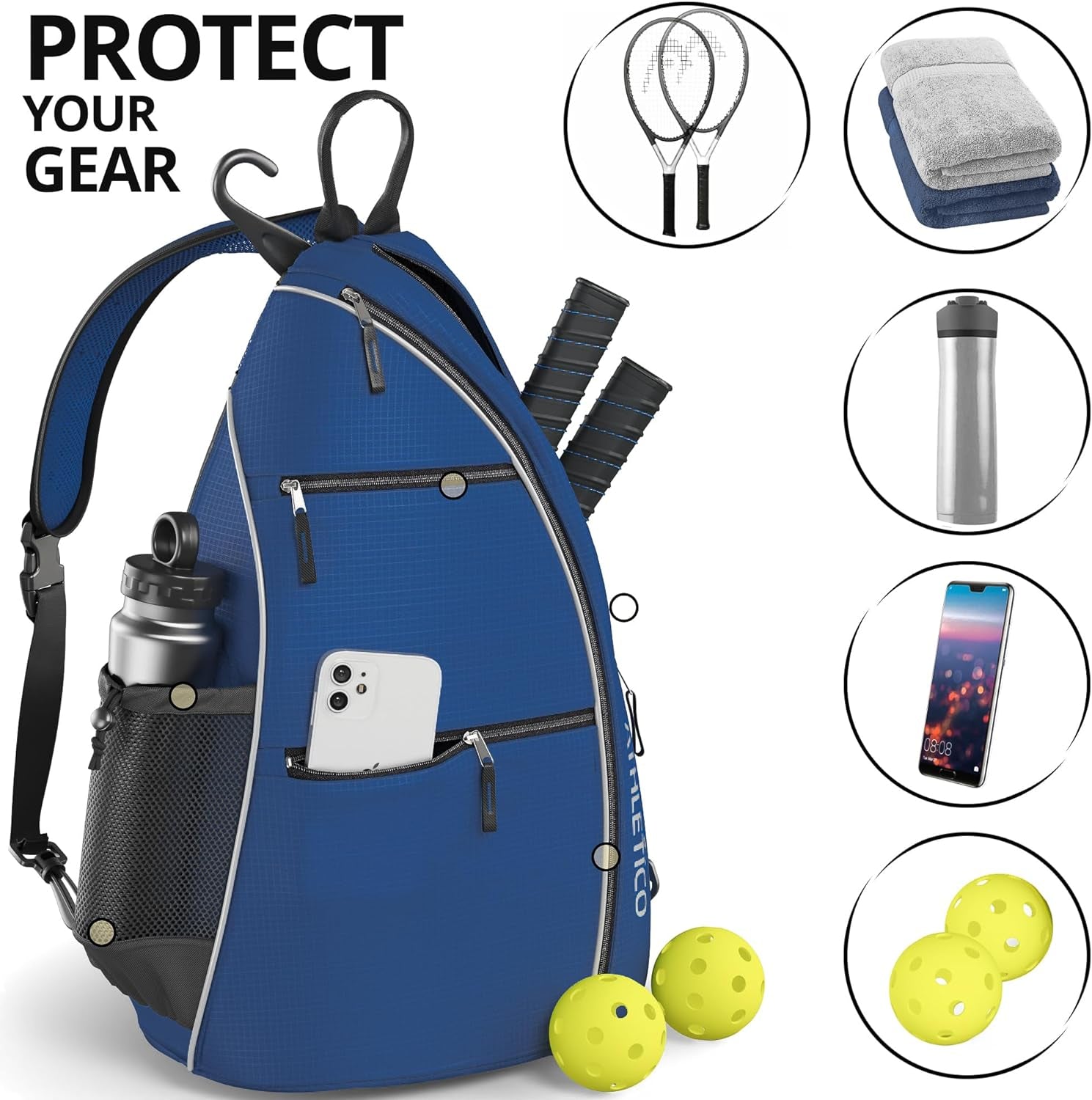 Sling Bag - Crossbody Backpack for Pickleball, Tennis, Racketball, and Travel for Men and Women