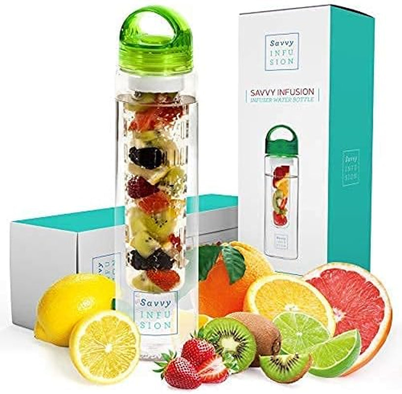 Infusion Fruit Infuser Water Bottle - BPA Free Insulated Water Bottle, Reusable Water Bottle with Fruit Infuser, Easy-To-Clean Gym Accessories for Women, Sports Water Bottle, Savvy Outdoors